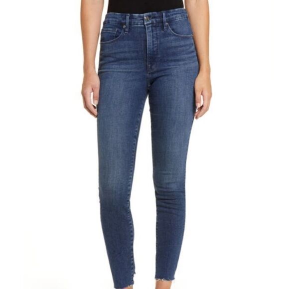 Good American Good Legs High Waist Raw Hem Skinny Jeans In Blue701 sz 8/29 - Picture 1 of 5